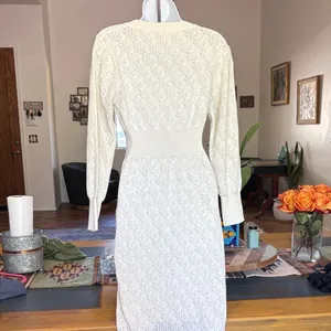 Chic Ivory Knit Long Sleeve Dress thumbnail 3