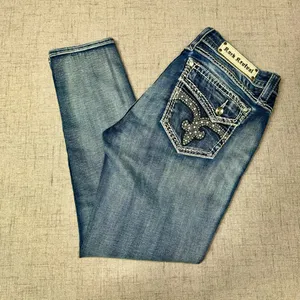 Rock Revival Barby Skinny Ankle Jeans Distressed Stretch Bling Size 34 thumbnail 7