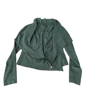 Blank NYC Faux Suede Sage Olive Green Moto Jacket thumbnail 4