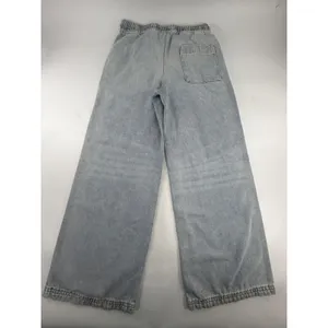 HM Divided Light Wash Wide Leg Elastic Waist Denim Pants XXS Light Blue thumbnail 2