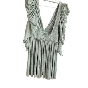 Sabina Musayev Green Wrap Dress with Puff Sleeves thumbnail 10
