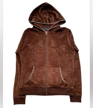 BCBGMaxAzria Brown Boxy Hoodie velour with Relaxed Fit thumbnail 1