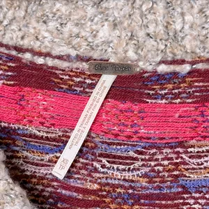 Free People Cloud Oversized Tunic Sweater V Neck Grey Tan Red Pink Size XS thumbnail 9