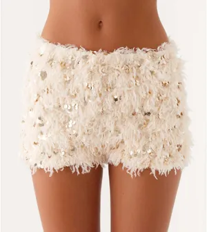 Peppermayo Fluffy Sequin Low Rise Mini Hot Shorts thumbnail 1