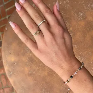 Pura vida Gold and white ring set sz 6 & adjustable / slight tarnishing thumbnail 2