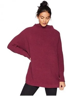 Free People Ottoman Slouchy Tunic sweater oversized burgundy ribbed cozy small thumbnail 1