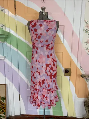 Anthropologie Deletta Silk Floral Y2K Whimsical Midi Dress Sz 8 💛🎀 thumbnail 6