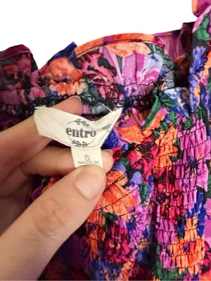 ✨ Entro Floral Smocked Long‎ Sleeve Mini Dress Size Small ✨ thumbnail 5