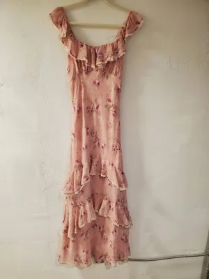 ASTR Laisha Ruffle Midi Dress in Pink Floral Medium thumbnail 2
