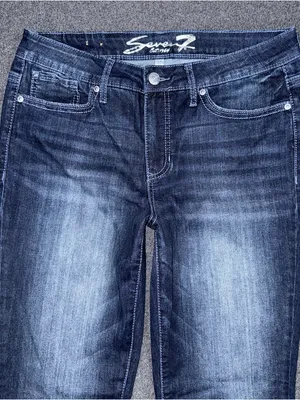 Seven7 Jeans Slim Boot Cut Dark Wash Embroidered Flap Pocket Womens 12 Stretch thumbnail 3