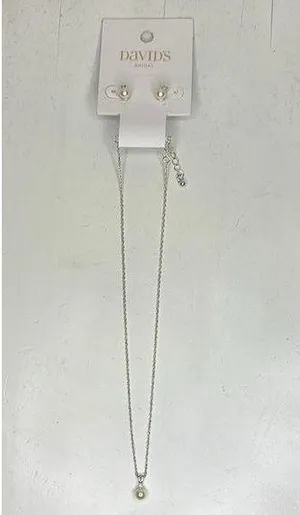 David's Bridal Pearl Necklace and Earrings Set thumbnail 2