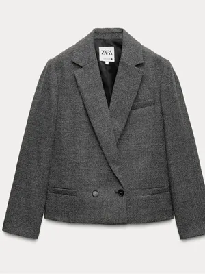 Zara 100% WOOL STRUCTURED BLAZER ZW COLLECTION sz 12 thumbnail 1