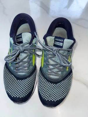 Brooks Men's Athletic Running Shoes - Navy and Lime Green thumbnail 7