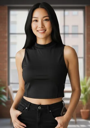 Zaful Women's Black Mock Neck Sleeveless Crop Top Blouse Tank US 4 EU‎ 36 thumbnail 1