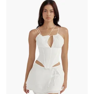 House of CB Womens Orla White Chiffon Strappy Corset Bustier Top Size‎ M thumbnail 2