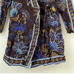 FARM Rio Brown Garden Floral Wrap Mini Dress Size S thumbnail 6