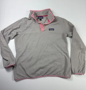 Patagonia Fleece Pullover Snap-T Lightweight Pink‎ Trim Women's Medium thumbnail 1
