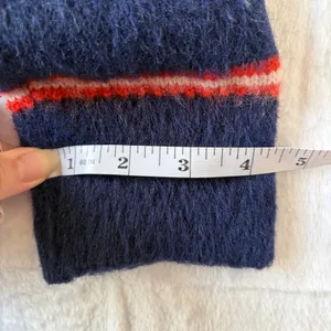 Forever 21 Striped Faux Fur Sweater Women's M Navy Fall Normcore Indie Retro Y2K thumbnail 7