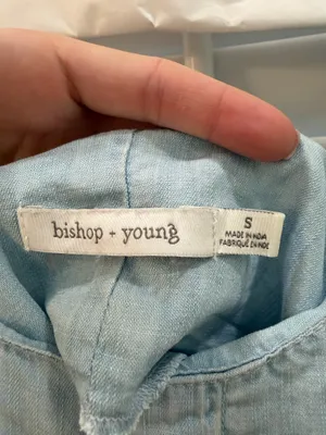 Bishop + Young Chambray Romper Small Light Blue Pocket Sleeveless thumbnail 4