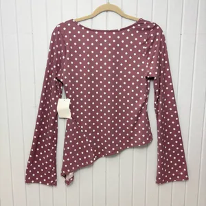 Electric Behavior Dusty Rose Polka Dot Long Sleeve Top size M‎ thumbnail 4