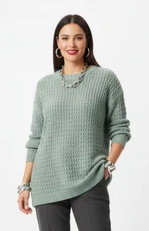 100% Silk Vintage Gray Woven Long Sleeve Sweater by Brett Harrison P S thumbnail 1