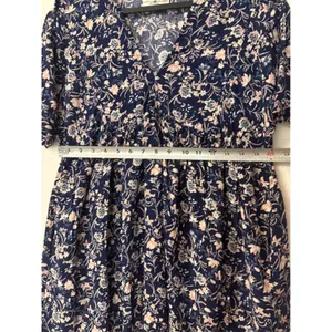 Natural Life Floral Babydoll Dress Womens XS/S Navy Blue Boho V-Neck Mini Rayon thumbnail 4