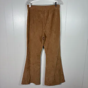 Aerie Brown Ribbed Stretch Corduroy Flare Pants High Waisted Regular Stretchy L thumbnail 4