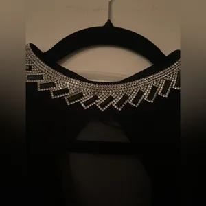 Moa Moa Rhinestone Collar Top with Sheer Mesh Panels - Size S thumbnail 6