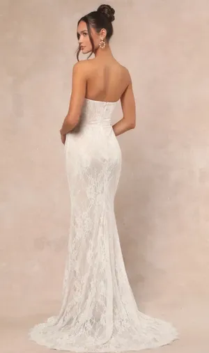 Lulus Valeria White Lace Strapless Maxi Dress thumbnail 2