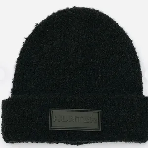 Hunter Black Unisex Tonal Patch Beanie Hat thumbnail 1