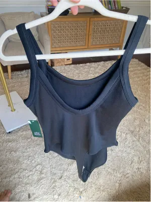 NWT Wild Fable Ribbed Bodysuit Black Scoop Neck Tank Minimalist Sleek Basics XXL thumbnail 5