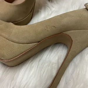 Steve Madden‎ Cake Suede Nude Heels with Rhinestone Bow Size 7.5 B-25 thumbnail 10