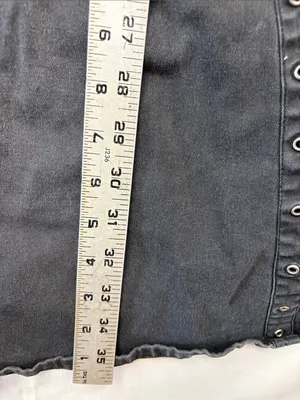Tripp NYC y2k large Black denim buckle Grommet dress grunge vintage goth punk scene thumbnail 7