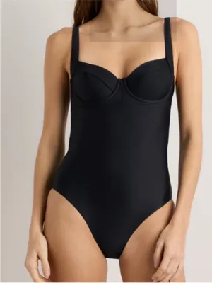 NWT Quince Italian underwire one piece swimsuit black thumbnail 1