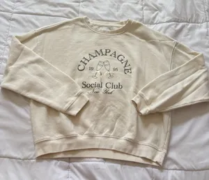 Womens‎ Large Sweater Champagne Social Club Pullover Fleece Lined Quiet Luxury thumbnail 1