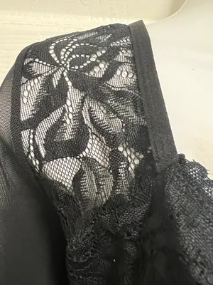 UNBRANDED Black Lace Bustier Sheer Mesh Sweetheart Neck Bodysuit thumbnail 10