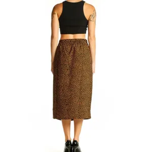 J. Crew Brown & Black Polka Dot Printed Midi Skirt Size Large thumbnail 4