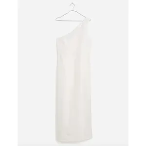 Madewell One Shoulder Midi Dress Linen Blend Lighthouse Minimalist US 00 NWT thumbnail 4