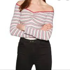 Free People Striped Ribbed Off Shoulder Bodysuit Womens XS Sweetheart Neckline thumbnail 4
