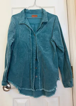 Umgee Teal Corduroy Button-Down Shirt/Shacket  thumbnail 1