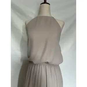 Show Me Your Mumu Halter Maxi Dress Sz M Taupe Sheer Coastal Old Money Neutral thumbnail 3
