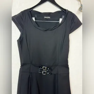Emporio Armani Black 100% Wool Belted Dress Size 8. G#26 thumbnail 5