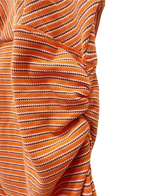 Pilcro High Tide Halter Slim Midi Dress Large Orange Stripe Anthropologie thumbnail 8