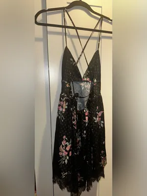 NWT FREE PEOPLE Floral Mini Slip With Lace Trim $98 MSRP thumbnail 3