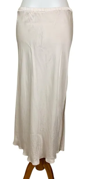 YFB Felicity Satin Slip Skirt Midi Elastic Waist‎ Lightweight Neutral Large NWT thumbnail 1