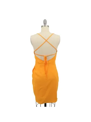 Amanda Uprichard Jasalina Ruched Mini Dress Sleeveless in Vibrant Orange S thumbnail 5