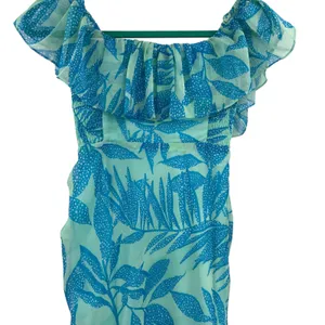 Amanda Uprichard Rosalinda Off-Shoulder Dress Tropical‎ Print Green Blue Size XS thumbnail 10