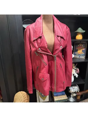 Free People We The Free Jealousy Vegan Leather Moto Jacket – Rhubarb Red – Size Small thumbnail 2