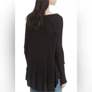 Free People Laguna Thermal Waffle Knit Oversized Top L3 thumbnail 2