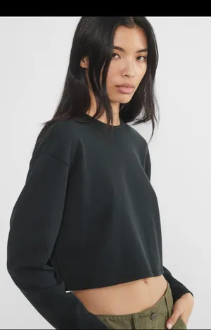 long sleeve knit  cropped sweater thumbnail 4
